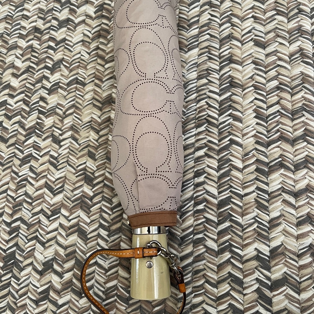 Coach Beige and Brown Patterned Umbrella